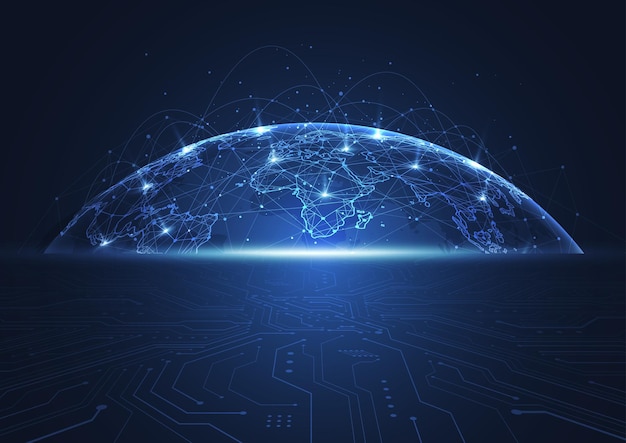 Globale Netzwerkverbindung Weltkartenpunkt- und Linienzusammensetzung Konzept der globalen