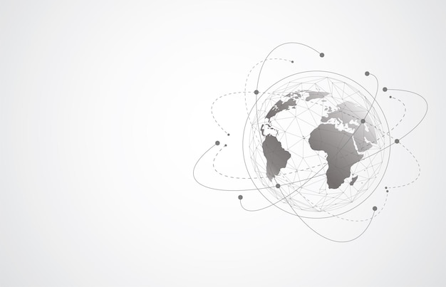 Vektor globale netzwerkverbindung weltkartenpunkt- und linienzusammensetzungskonzept der globalen geschäftsvektorillustration