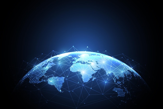Globale Netzwerkverbindung Weltkartenpunkt- und Linienzusammensetzungskonzept des globalen Geschäfts Vektorillustration