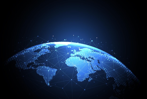 Globale Netzwerkverbindung Weltkartenpunkt- und Linienzusammensetzungskonzept des globalen Geschäfts Vektorillustration
