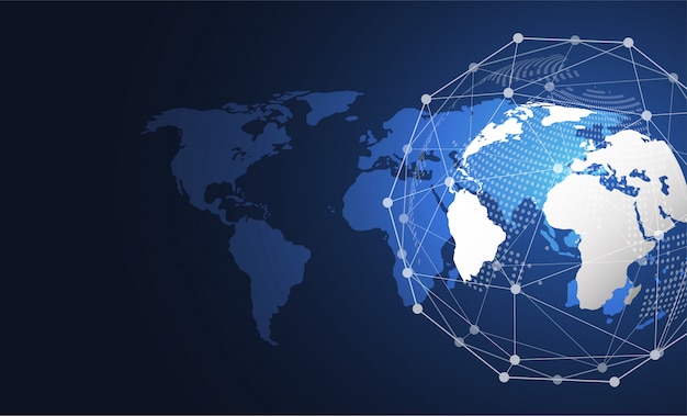 Vektor globale netzwerkverbindung. weltkartenpunkt