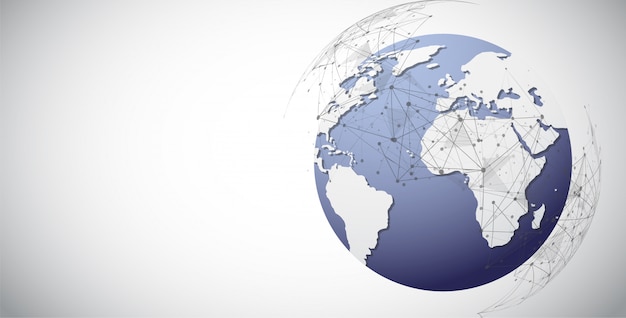 Globale netzwerkverbindung. weltkartenpunkt