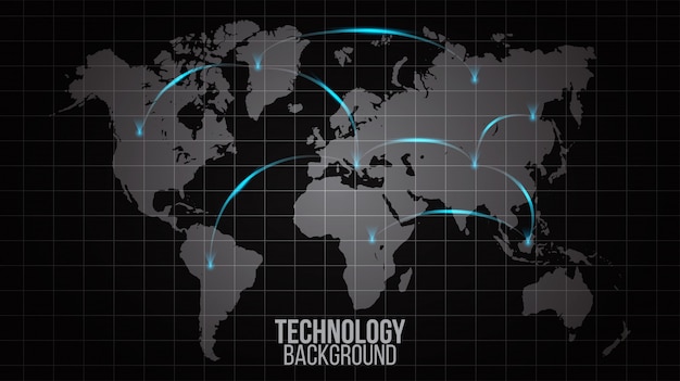 Vektor globale netzwerkzusammenfassung des weltverbindungskonzepts. großes netzwerk der großen datenvisualisierung