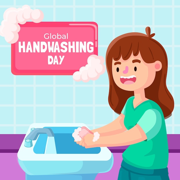 Globaler handwaschtag mit mädchen