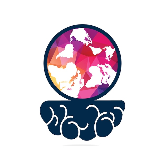 Vektor globales brain-logo-vektordesign weltweites intelligenzkonzept