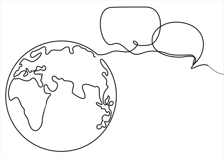 Globales Geschäftsliniensymbol Durchgehende eine Linie mit Curl Weltkommunikationszeichen Internet