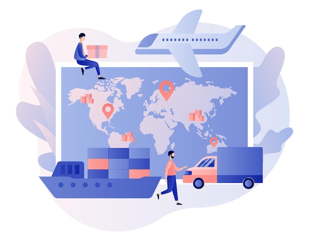 Vektor globales logistiknetzwerk export-import-lager geschäftstransport geschäftslogistik