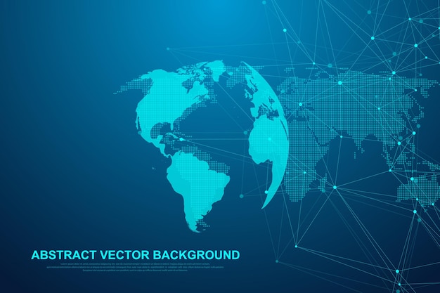 Globales Netzwerkverbindungskonzept Big Data-Visualisierung soziale Netzwerkkommunikation in der globalen ...