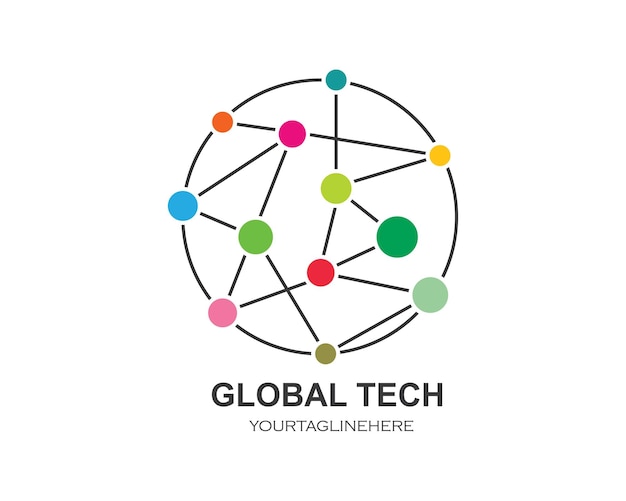 Globales Technologie-Logo-Symbol, Vektorgrafik-Design