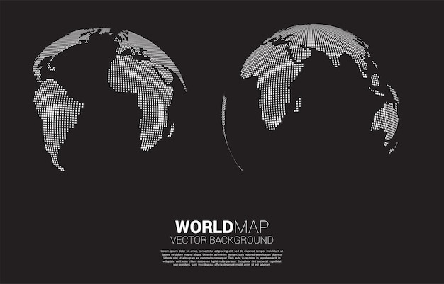 Globe 3d-weltkarte vom quadratischen pixel.