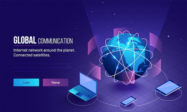 Globe mit drei digitalen Gerät verbunden.