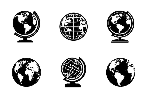 Globus-Ikonen-Bündel in Vektor-Silhouette-Stil