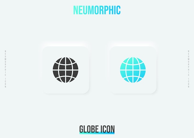 Globus, trendiges neumorphes Web-Symbol in Vollton- und Verlaufsfarbe
