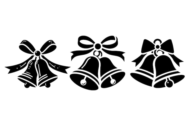 Vektor glocken mit ribbon-silhouette-illustration