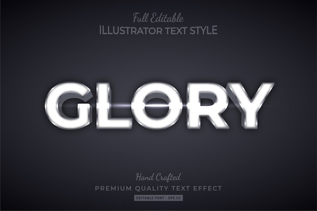 Glory silver bearbeitbarer 3d-textstil-effekt premium