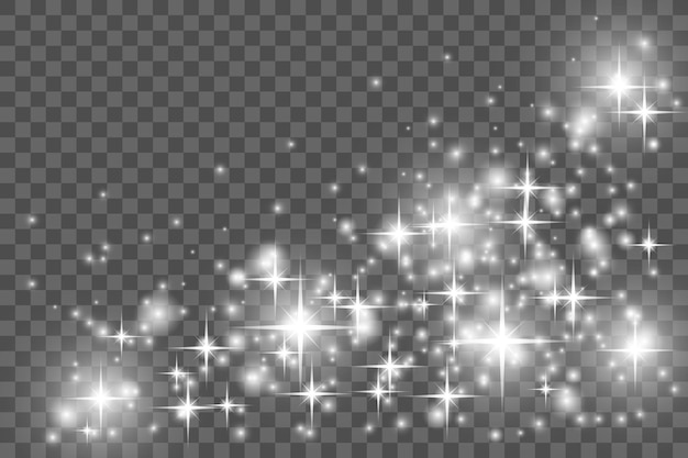 Glow-Lichteffekt. Vektor-Illustration. Weihnachtsblitz. Staub