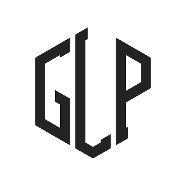 GLP-Logo-Design Anfangsbuchstaben GLP-Monogramm-Logo in sechseckiger Form