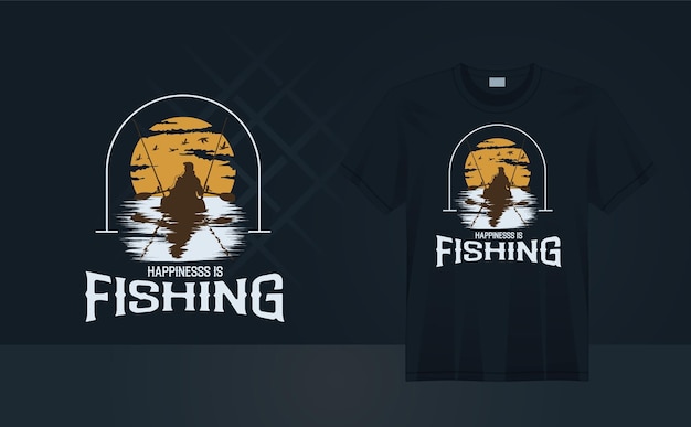 Glück ist fischen - vintage-grunge-fischen-t-shirt-design für t-shirt-druck, kleidung