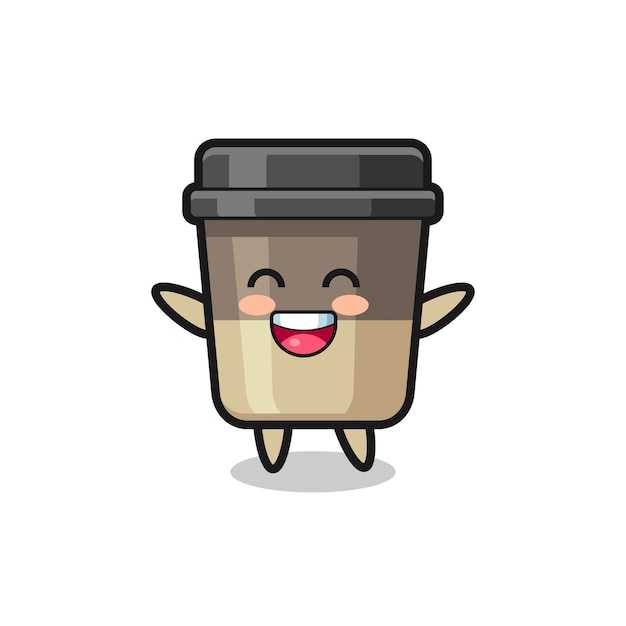 Glückliche baby-kaffeetasse-cartoon-figur, niedliches design für t-shirt, aufkleber, logo-element
