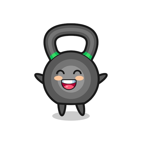 Glückliche baby-kettleball-cartoon-figur, niedliches design für t-shirt, aufkleber, logo-element