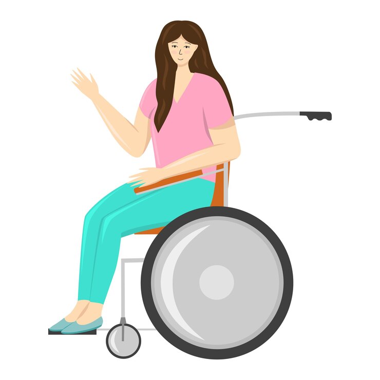 Vektor glückliche behinderte frau in der rollstuhlvektorillustration