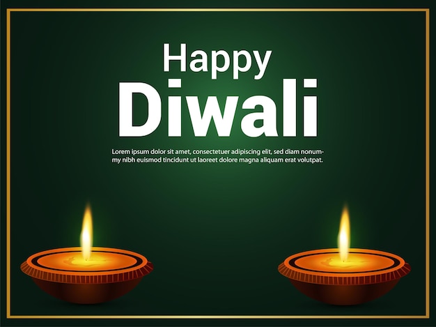 Glückliche diwali-feier-grußkarte mit vektor-illustration von diwali diya