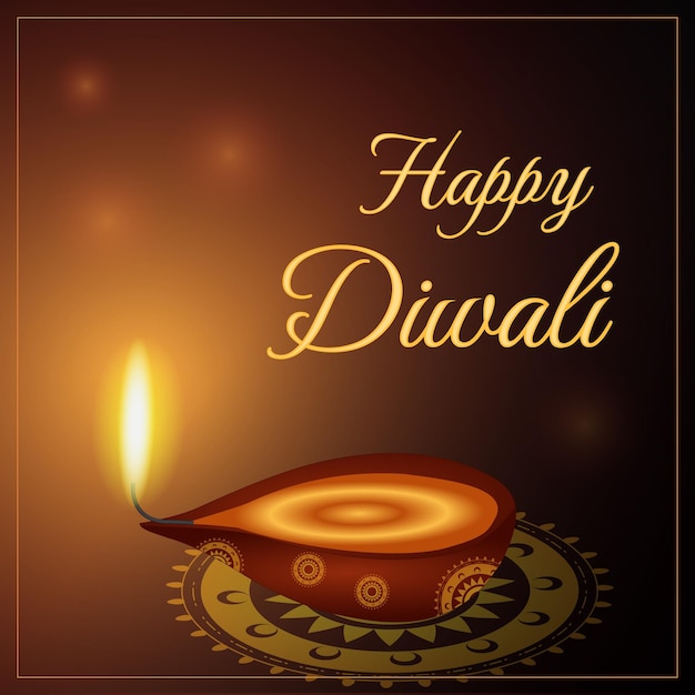 Glückliche Diwali Wünsche mit Lampen Dunkel BG