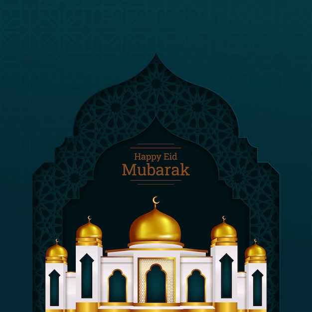 Vektor glückliche eid mubarak grußkarten-designillustration