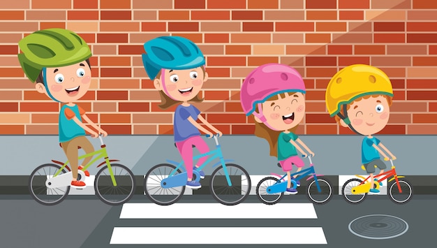 Glückliche familie fahrrad fahren zusammen