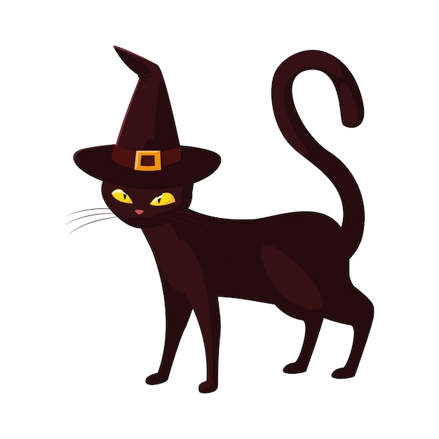 Glückliche halloween-feier der schwarzen katze