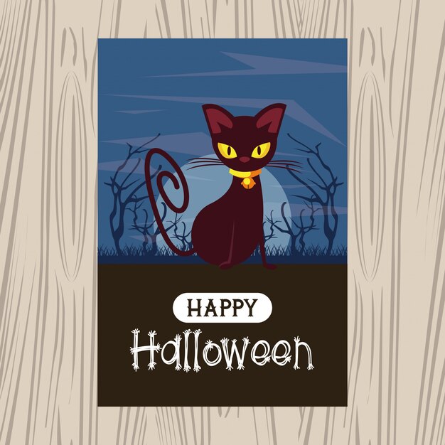 Glückliche halloween-jahreszeitkarte mit karikaturen