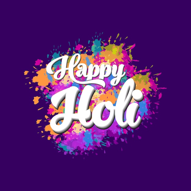 Glückliche Holi-Typografie bunter Textgrußentwurf für Holi-T-Shirt, Holi-Karte, Holi-Plakatdesign.