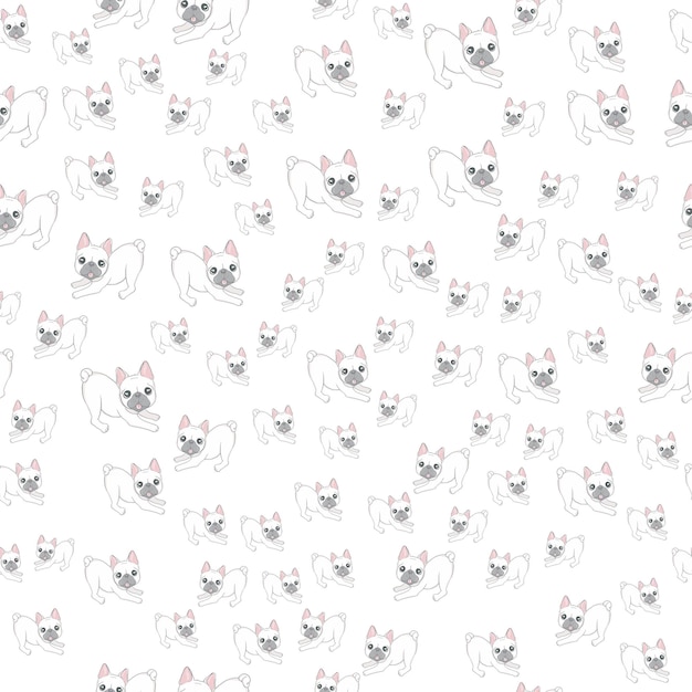 Vektor glückliche hundegruppe französische bulldogge musterdesign vektor-illustration
