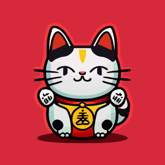 Vektor glückliche katze flaches design vektorgrafiken glückliche katze symbol chinesisch