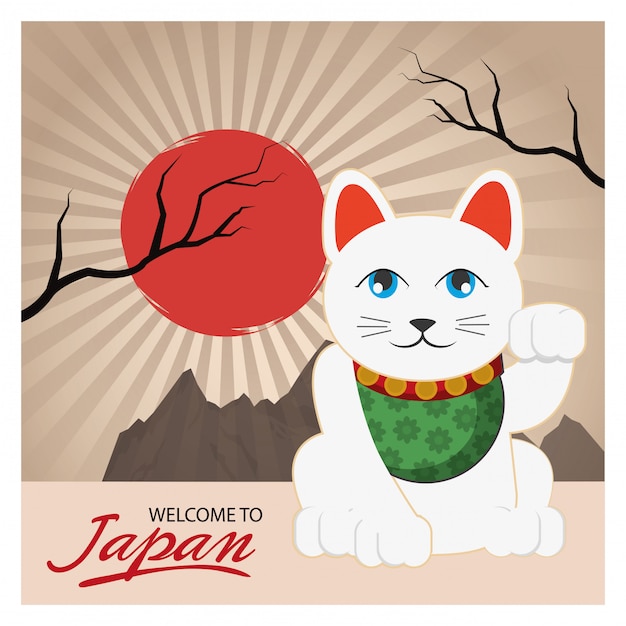 Vektor glückliche katze von japan-design