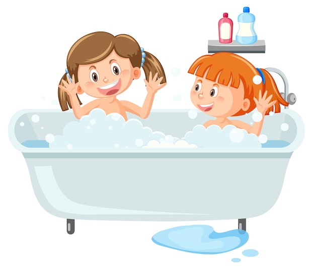 Glückliche kinder in der badewanne