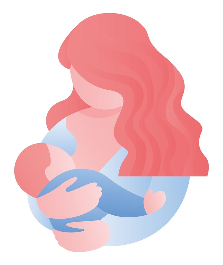 Vektor glückliche mutter, die ihr baby mit milch stillt