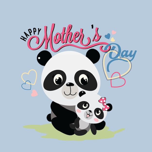 Glückliche Muttertag-Panda-Vektorillustration