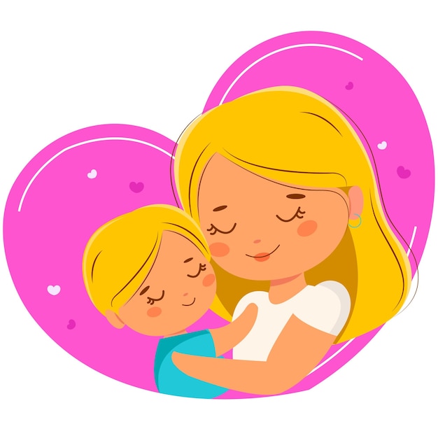 Glückliche muttertagskartenillustration mit mutter und baby Premium Vector