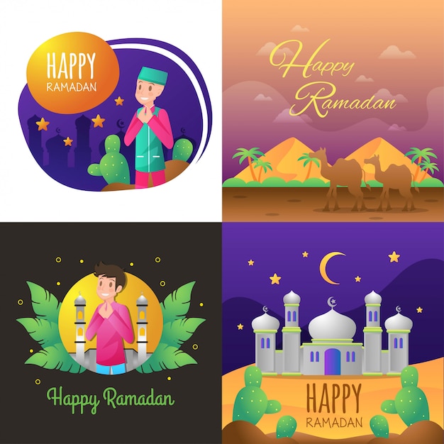 Glückliche ramadan-illustration