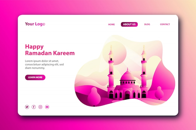 Glückliche ramadan kareem landing page