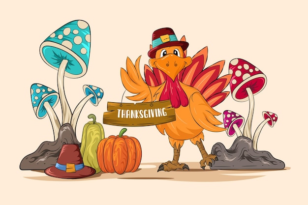 Vektor glückliche thanksgiving-truthahn-vektor-illustration