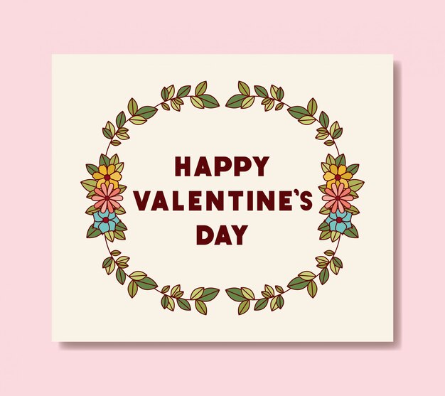 Glückliche valentinsgrußtageskarte mit blumenkrone
