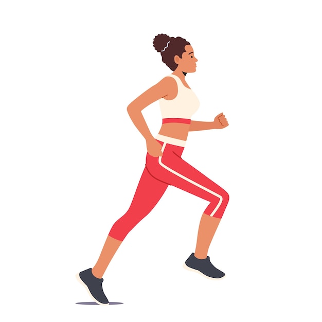 Glückliche weibliche Figur laufen isoliert auf weißem Hintergrund Athletische Frau in Sportbekleidung Running Marathon oder Sprint