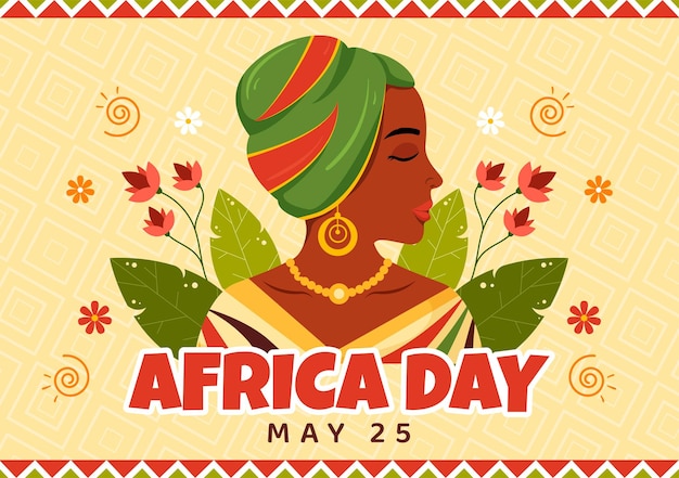 Glücklicher Afrika-Tag Vektor-Illustration am 25. Mai mit Kultur afrikanische Stammesfigur und typisches Tier