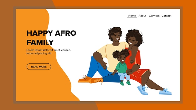 Glücklicher afro-familienvektor