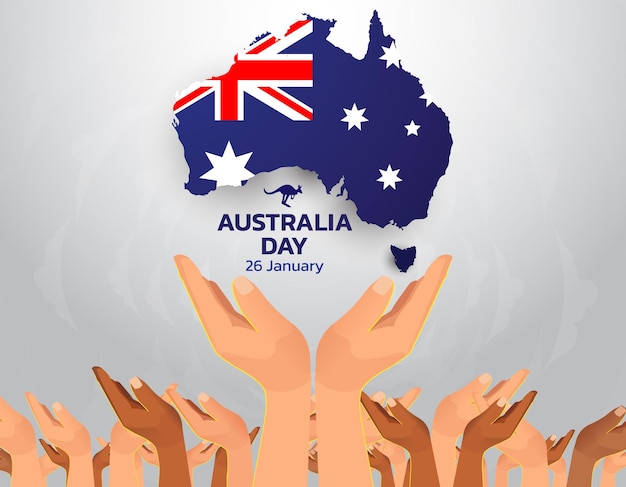 Glücklicher australien-tag. hintergrunddesign banner und flyer, postkarte, feier. vektor-illustration.