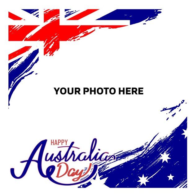 Vektor glücklicher australischer tag kalligraphie und flagge in pinsel vektorbild