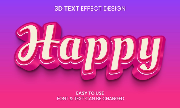 glücklicher bearbeitbarer 3D-Texteffekt