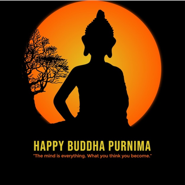 Vektor glücklicher buddha purnima gautam buddha meditiert vektorillustration für vesak-tag oder buddha purnima